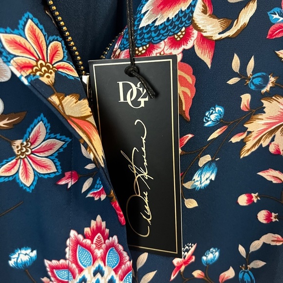 FINAL PRICE NWT DG2 Diane Gilman Women Blue w/multicolor Floral Print Full Zip - Picture 4 of 7